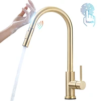 sensor kitchen faucets brushed gold smart touch inductive sensitive faucet mixer tap single handle dual outlet water modes 1005j