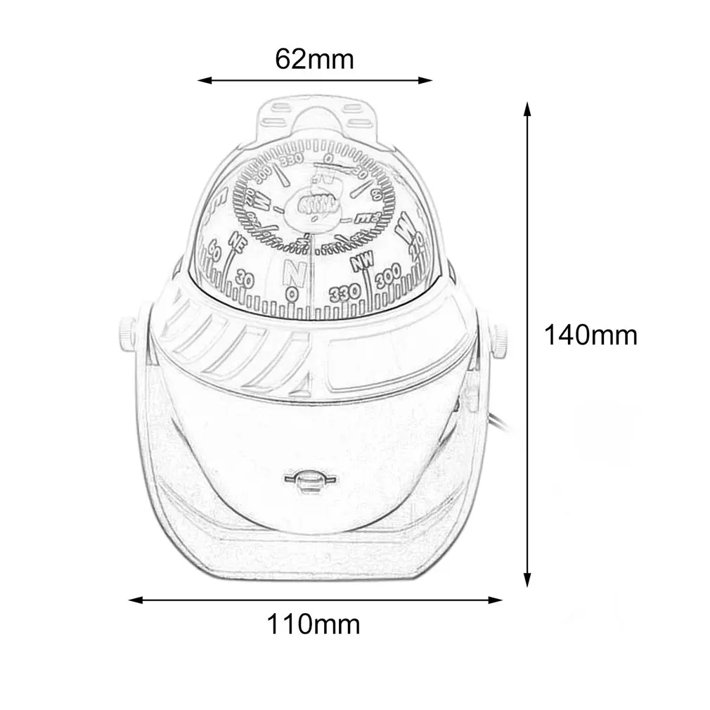

White ABS High Precision LED Light Electronic Vehicle Car Compass Navigation Sea Marine Military Car Boat Ship Compass Free ship