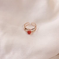 2021 silver sweet girl heart love flower index finger ring candy color double adjustable for women exquisite jewelry wholesale