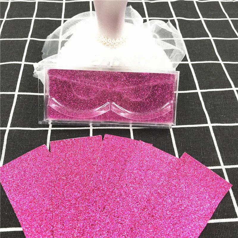 

200/100/50pcs Wholesale Colored Eyelashes Background Paper Rectangular Circle Glitter Bottom Card for 3D Strip Lashes Case