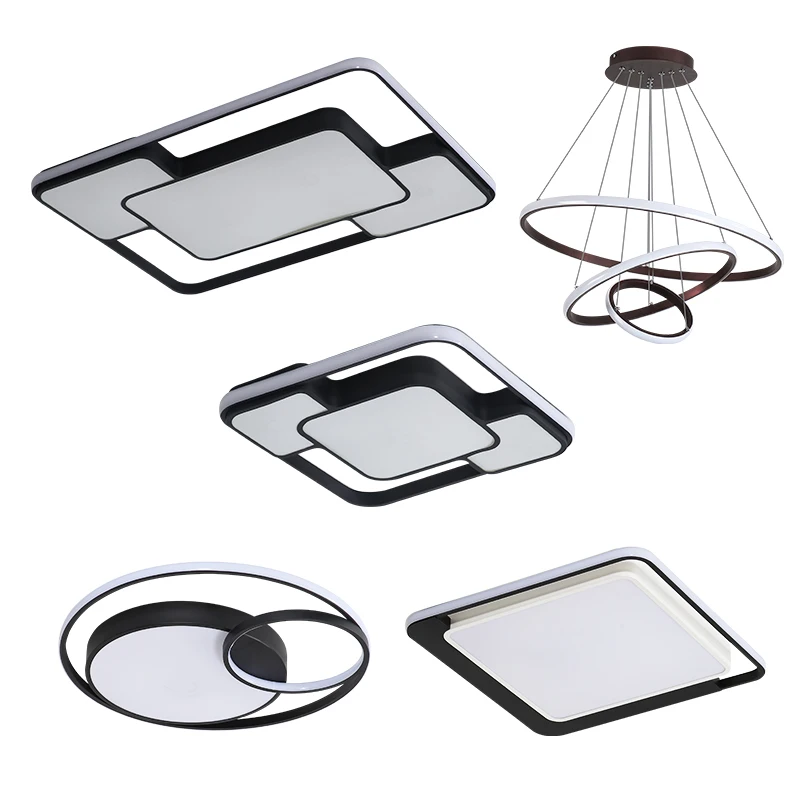 

Modern Home Led Chandelier Lighting Living Room bedroom Decoration White Black Iron Body With Remote Control Free Shipping