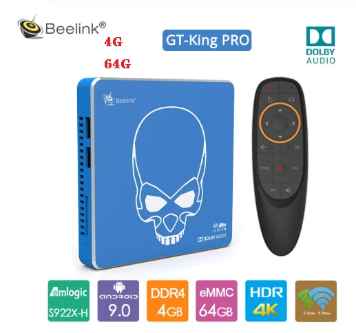 Beelink GT KING PRO Amlogic S922X H Смарт Android 9 0 ТВ коробка 4 Гб DDR4 64 Встроенная память Dolby аудио DTS
