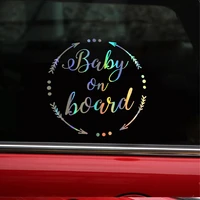 15 815 6cm car sticker 3d baby on board funny decal reflective laser vinyl car sticker styling black silve