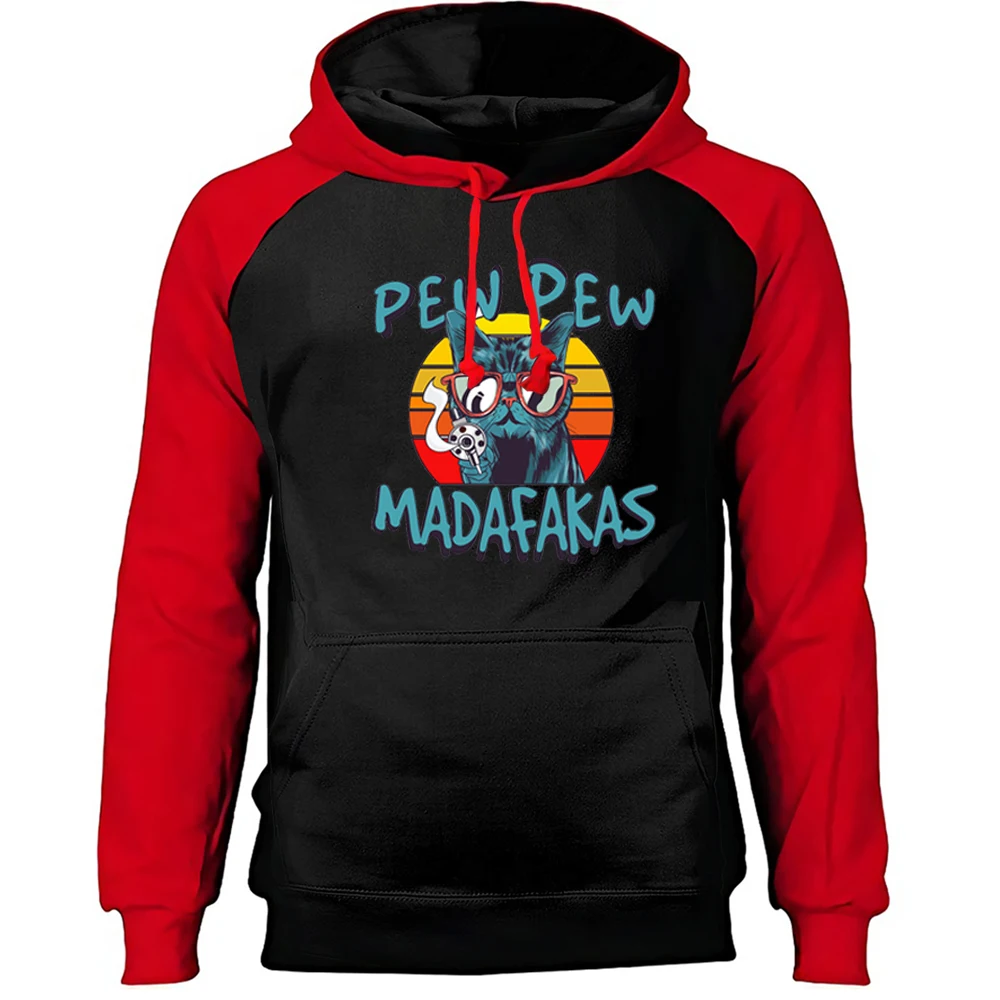 

Funny Cat Pew Madafakas Sweatshirt Men's Crewneck Pullover Raglan Hoddies Tops Winter Autumn Warm Streetwear Tracksuits Clothes