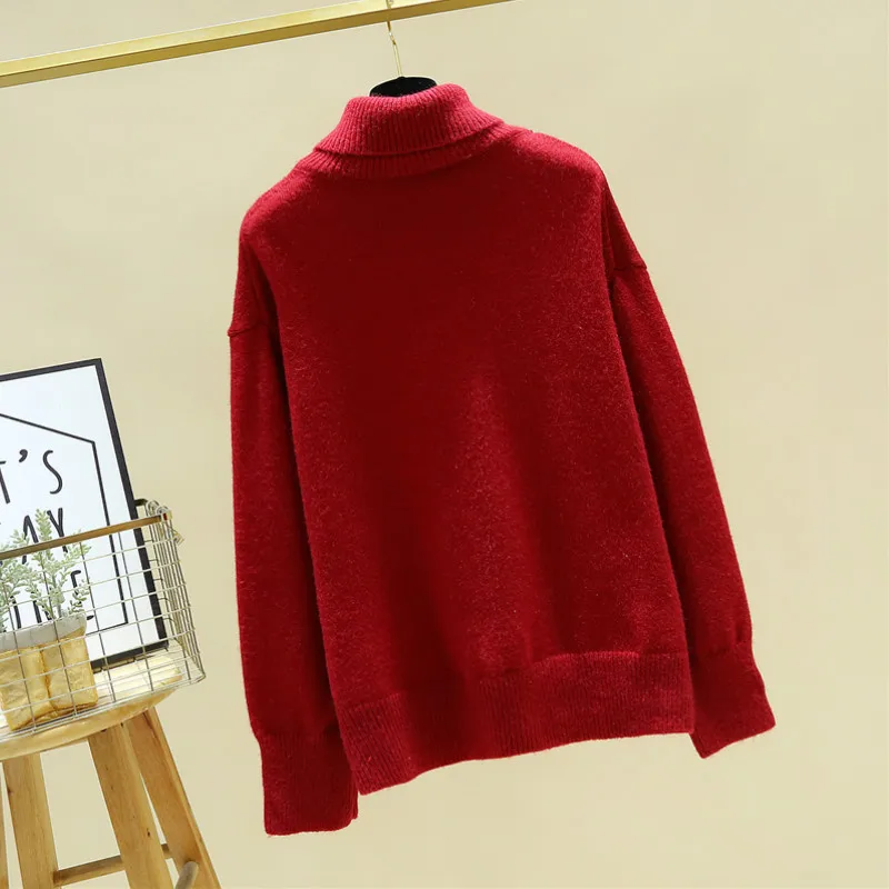 

Tonglord women's sweaters 2020 winter new wool casual Turtleneck long sleeve solid Embroidery pullovers knitting shirts female