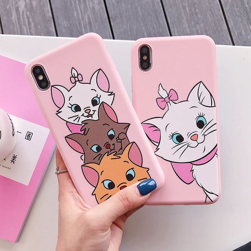 Милый мультяшный чехол Marie Cat для iPhone 11 Pro Max 6 6S 7 8 Plus SE 2020 TPU силиконовый XS XR X задняя