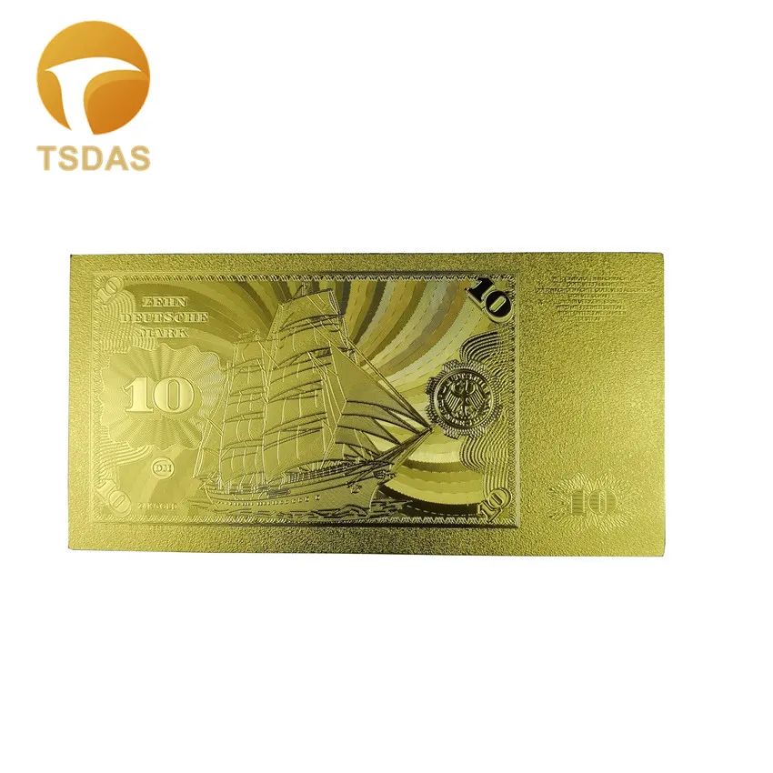Классические немецкие банкноты 10 знаков чистого цвета из золотой фольги высшего