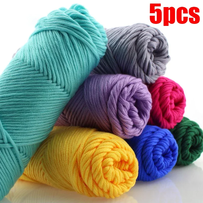

5pcs Wool Yarn for Hand Knitting Cotton 100% Soft Combed Thread Crochet Yarn Hand Knitting Colorful Organic Yarn