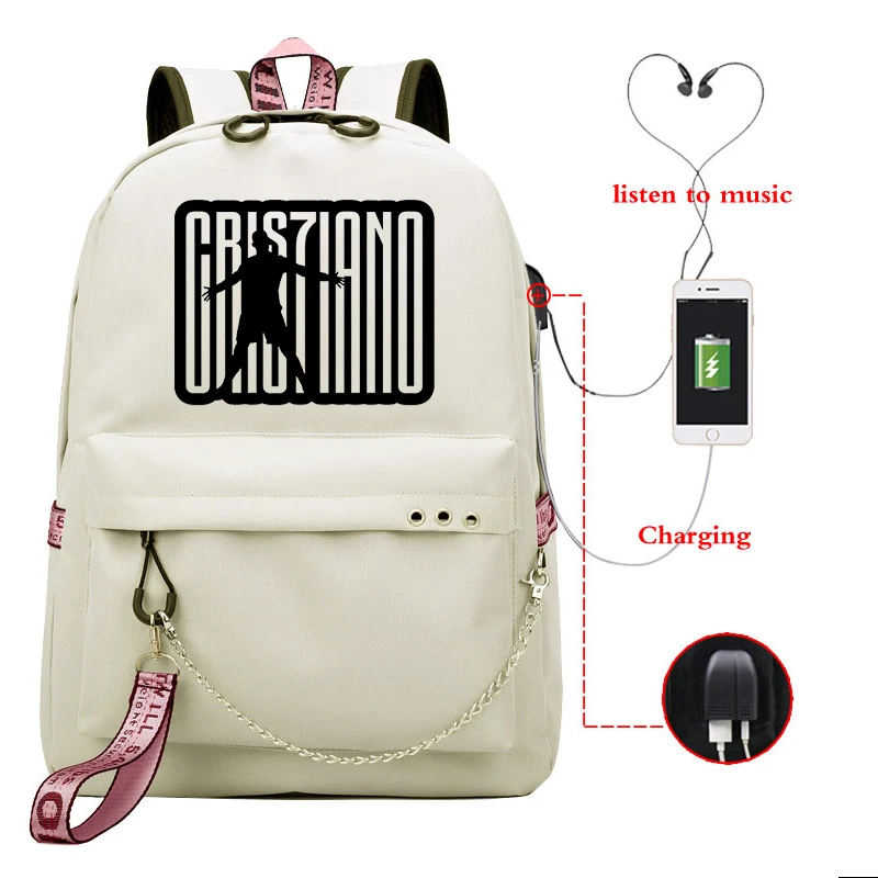 Рюкзак с USB-зарядкой для мальчиков и девочек модный школьный ранец принтом