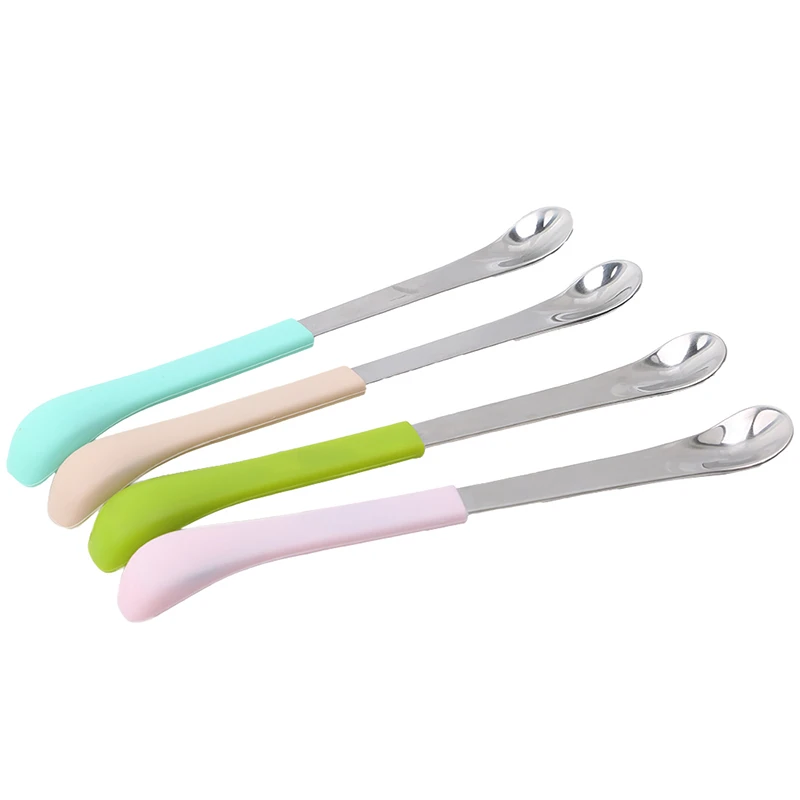 

Baby Feeding Spoon Feeding Dishes Stainless Steel Silicone Double-end Safety Tableware Baby Feeding Tool For Infant Baby Safety