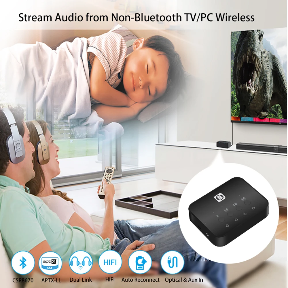 Для Bluetooth Shareware передатчик Aptx BW-107 1 to 3 для TV Dual Link Беспроводной музыкальный аудио