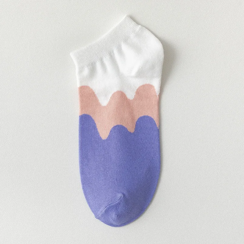 

Harajuku Casual Boat Socks Gradient Ice Cream Fashion Korean Style Women Outdoor Jacquard Cool Creative 1 Pair/Pack Breathable