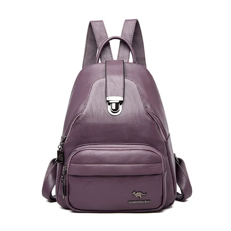 New Women sheepskin Backpacks School Bags For Girls Female Fashion Backpack Travel Shoulder Bags High Quality Mochilas Feminina - Цвет: Purple