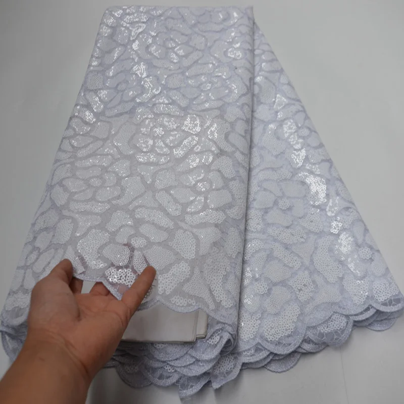 (5yards/pc) fabulous embroidered African sequins net lace white French fabric high quality for party dress FLP250 - купить по