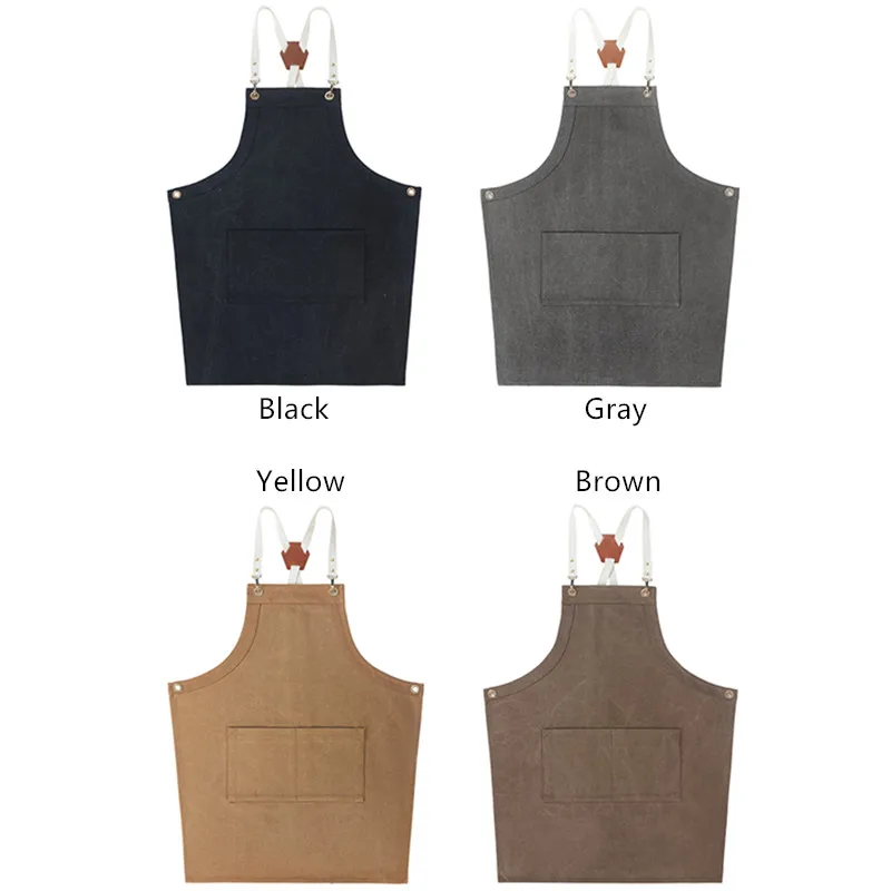 Брезентовый Фартук из хлопка с кожаным ремешком бармена кондитерского повара