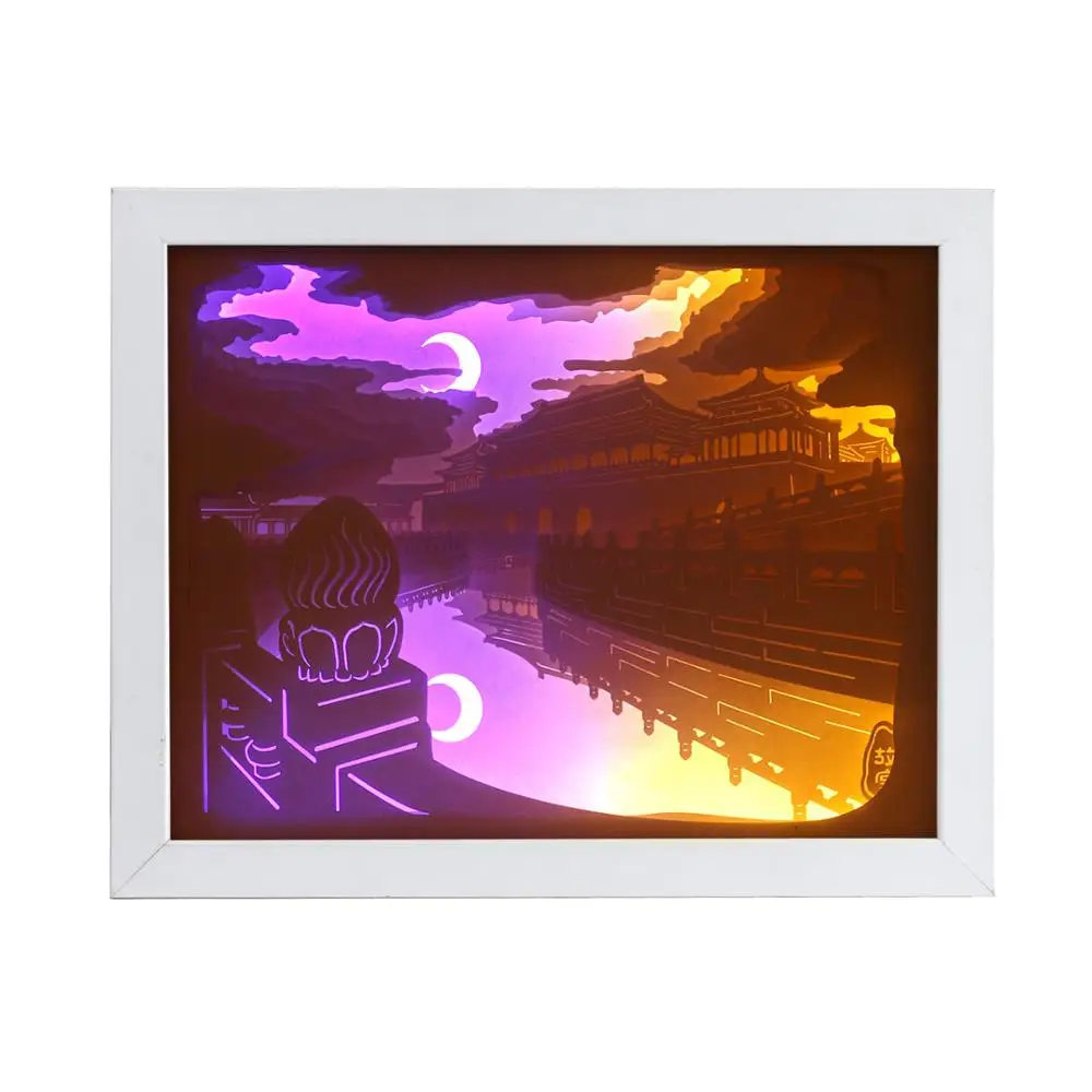Laser Cut Paper Shadow Box Selling Decoration Frame Wall Art Light Painting Picture For Home Decor | Дом и сад