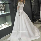 Женское атласное свадебное платье It's yiiya, белое элегантное платье со шлейфом и круглым вырезом на лето 2022