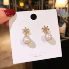 2021 модные серьги с кристаллами и жемчугом в виде снежинок, женские модные серьги из сплава с кристаллами, стразы, Женские Ювелирные изделия с кристаллами, подарок BFF