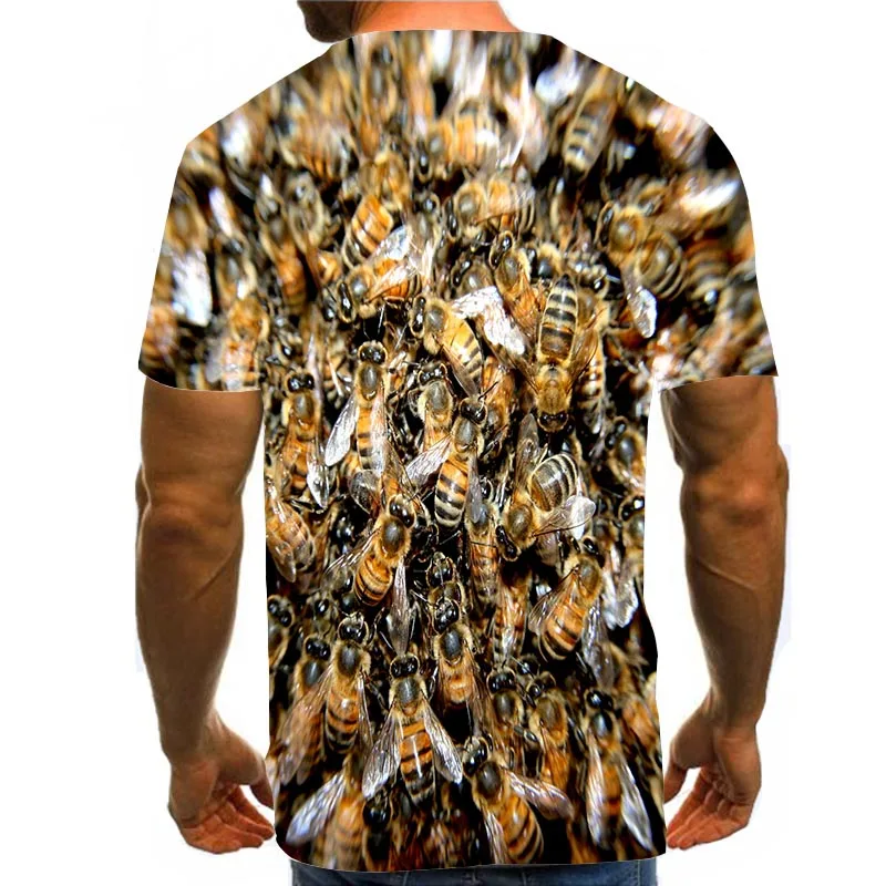 

Men Graphic T Shirts Round Neck 3D Print Short Sleeve Daily Tops Bees Tees