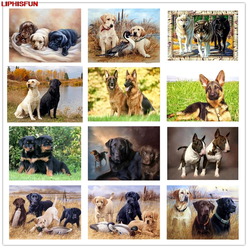 

5D Full Drill Diy Diamond Painting Cross Stitch Resin Square/round Diamond Embroidery Home Decoration animal dogs duck scenery