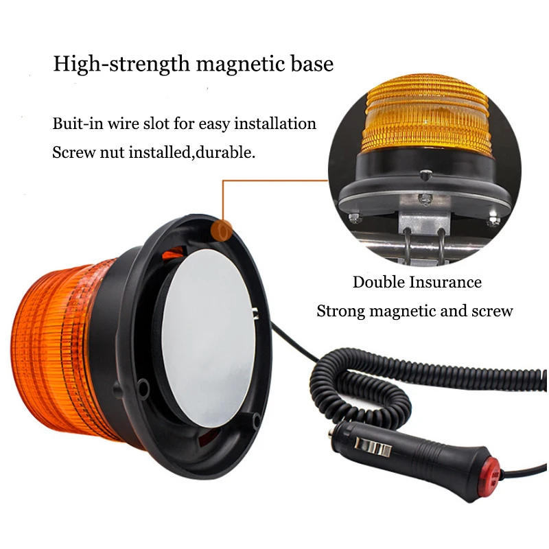 Warning Light LED Flash Beacon Strobe Emergency Lamp Indicator Magnetic Roof with Cigar Lighter Red Blue Yellow | Автомобили и