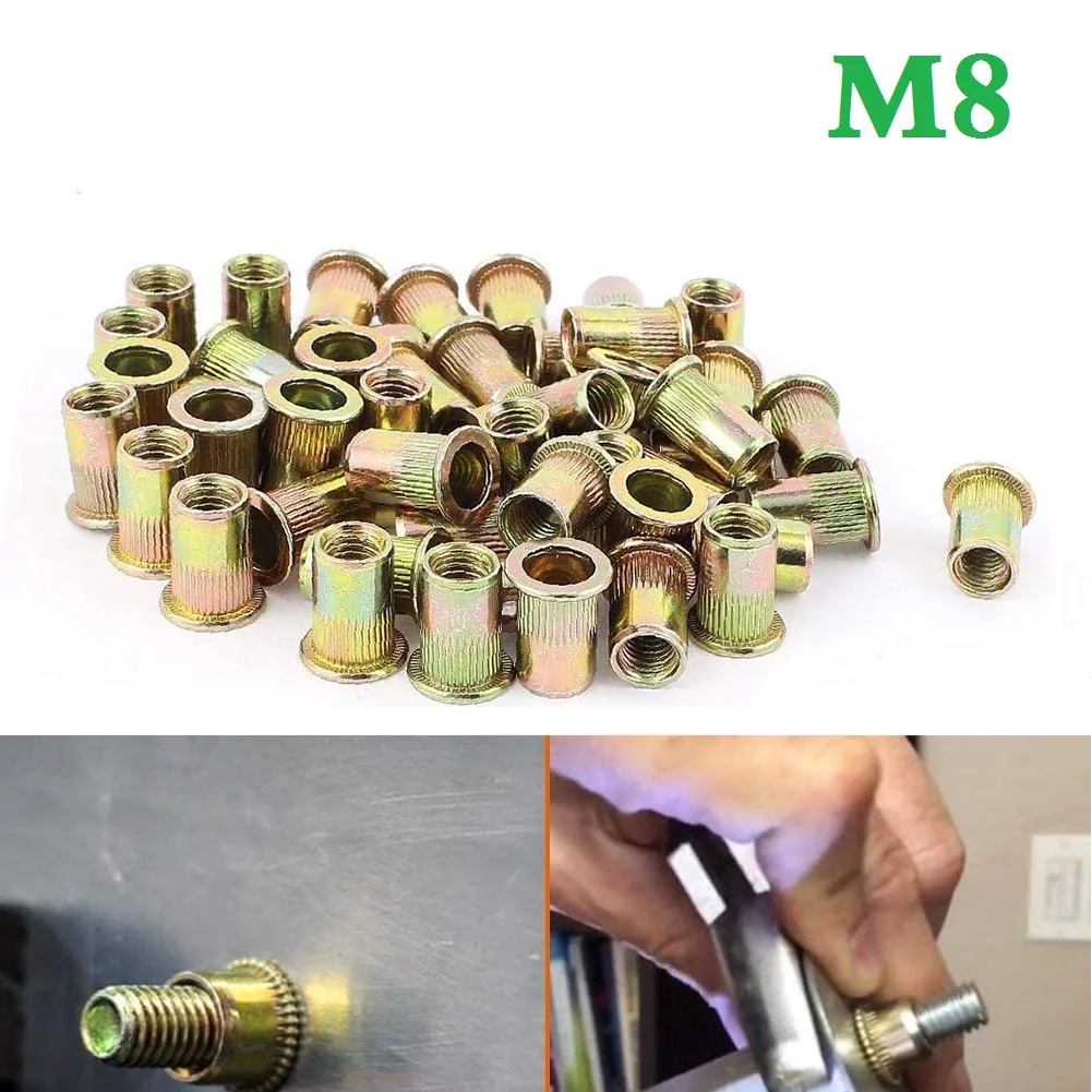 

50pcs Rivet Nut 50* Flange For Blind Rivnuts Zinc Plated Carbon steel Nutsert