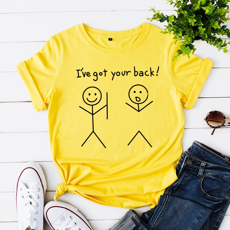 

I've Got Your Back Kawaii Harajuku Print T Shirt Women Cotton Short Sleeve Tee Shirt Aesthetic Tops Korean Clothes Summer Tshirt