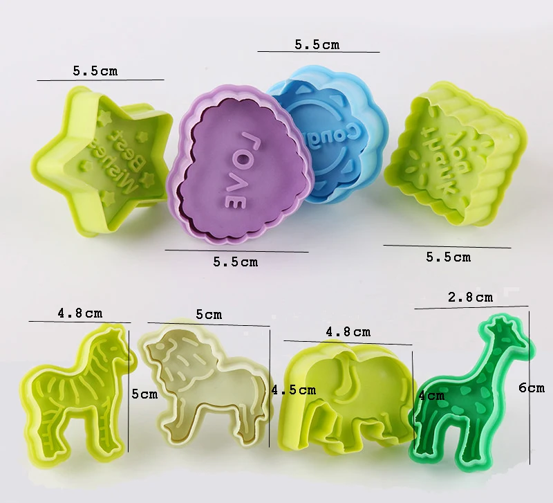 Shape and Animal 8 шт. DIY Форма для выпечки животных Жираф, Лев в форме 3D формочка для печенья формы для торта Звезда мультфильм Sugarcraft Декор кухонный инструмент GYH - Цвет: Shape and Animal