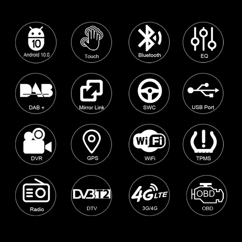 Автомобильный мультимедийный плеер 9 дюймов Android 10 с сенсорным экраном GPS DAB + Carplay