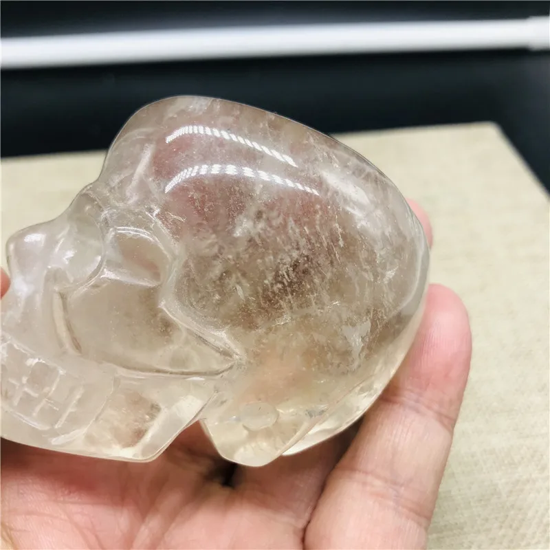 

160-200g Natural transparent crystal quartz skull, hand-carved crystal healing