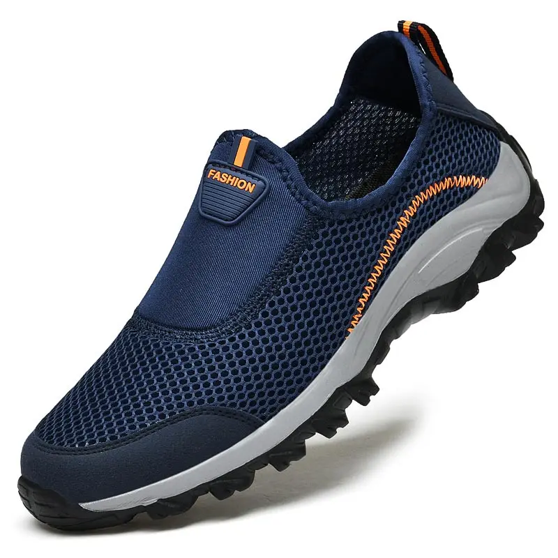 

Мужские кроссовки без шнуровки, спортивная обувь, синий цвет, большие размеры