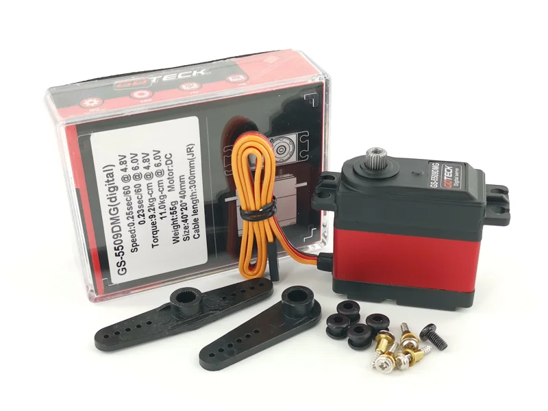 Готек ГС-5509ДМГ РК цифровой сервопривод с титановыми шестернями и алюминиевым корпусом среднего размера мощностью 9 кг для автомобилей, вертолетов, кораблей и роботов.