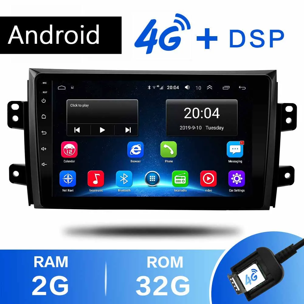 Автомагнитола 2 DIN Mirror Link Android для Suzuki SX4 2006-2012 рамка MP5 Bluetooth USB TF FM камера