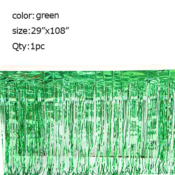 green table skirt 3 фута x 8 фута мерцающее розовое золото бахрома мишура двери шторы металлическая фольга фон для фото на вечеринке Свадьба День рождения паб вечерние сцены - Цвет: green table skirt