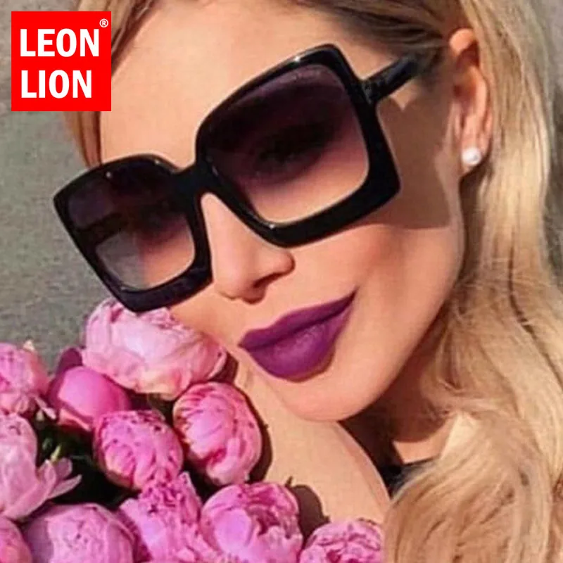 

LeonLion 2021 Oversized Sunglasses Women Square Vintage Glasses Women/Men Luxury Eyeglasses Women Mirror Oculos De Sol Feminino