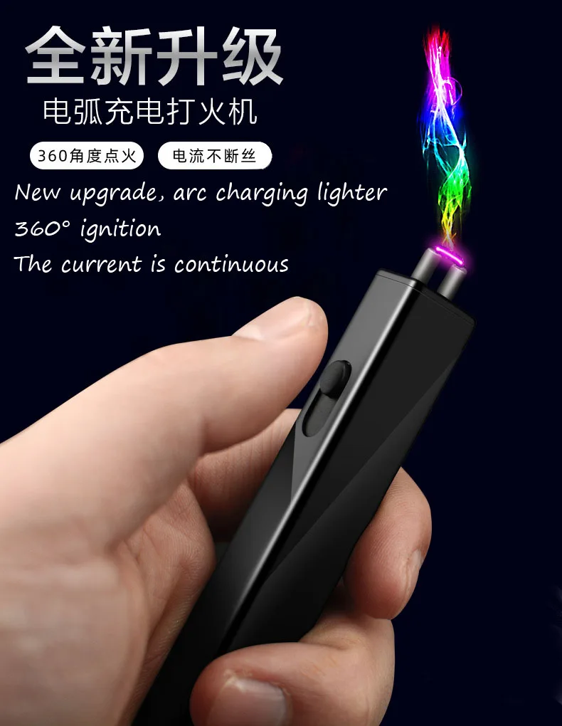 Электрическая дуговая Зажигалка металлическая USB полоса зарядки пуш ап