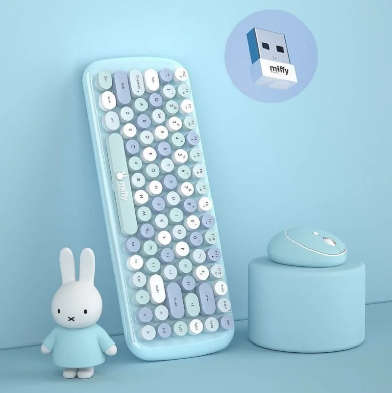 miffy x mipow wireless keyboard mouse combos for desketop laptop with mouse pad 2 4g wireless set mixed game keyboard for gifts free global shipping
