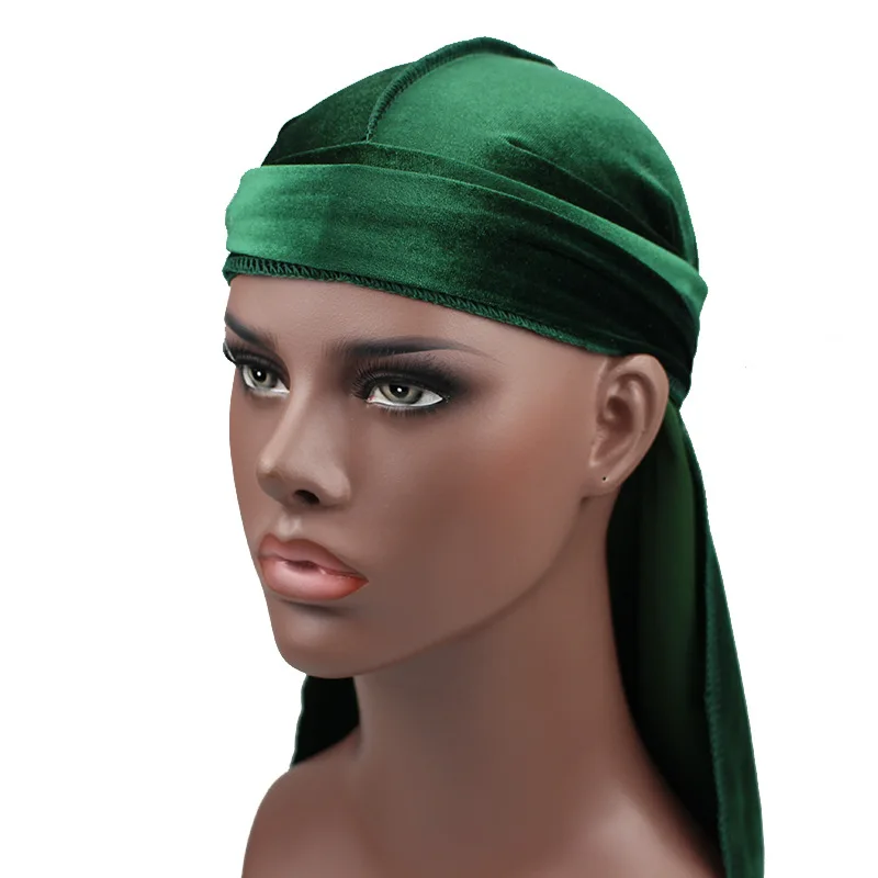 Мужская шапка-тюрбан бархатный женский головной убор Durag дышащий Женский тюрбан