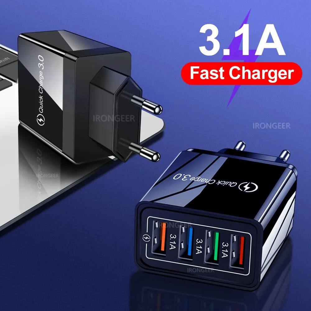 

USB Charger Quick Charge 3.0 4.0 QC3.0 Fast Charging Mobile Phone Charger For iPhone X Samsung Xiaomi Huawei Tablet Wall Adapter