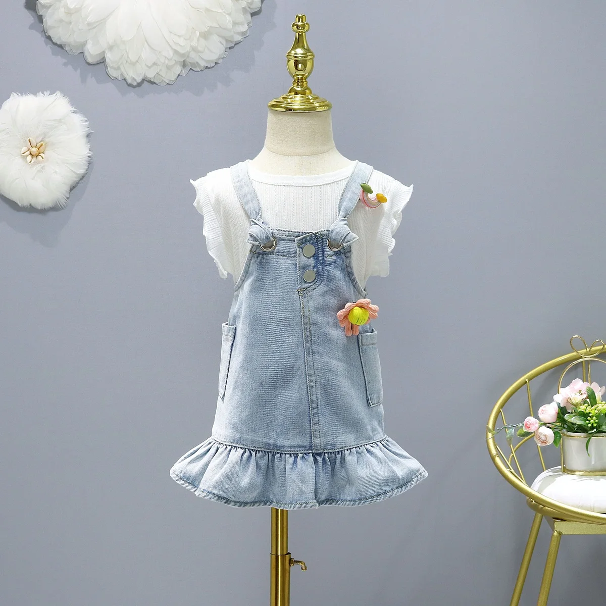 Baby Girls Clothes Kids Set Casual Costume Summer 1-7 Years Daily Vest & Strap Skirt 2 Pieces Sets For Girl Children's Clothing