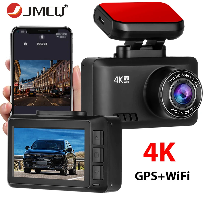 JMCQ 4K Автомобильный видеорегистратор 1296P GPS Pro WiFi приборная панель камера монитор