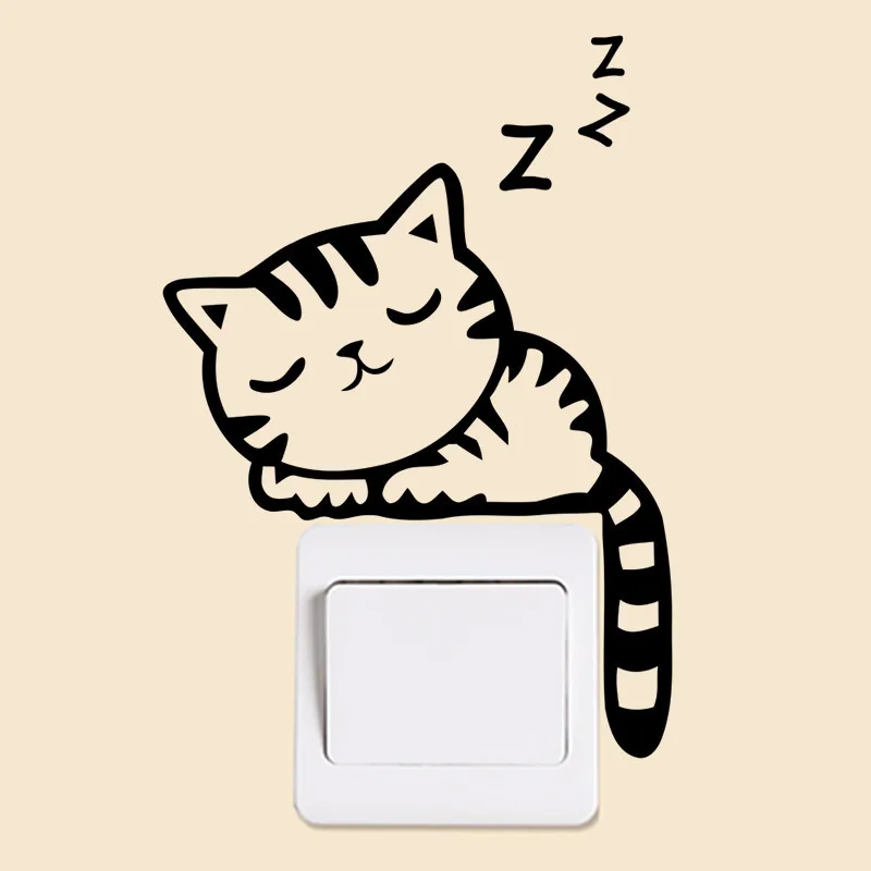 

Cat Vivid 3D Smashed Switch Wall Sticker Bathroom Toilet Kicthen Decorative Decals Funny Animals Decor Poster PVC Mural Art