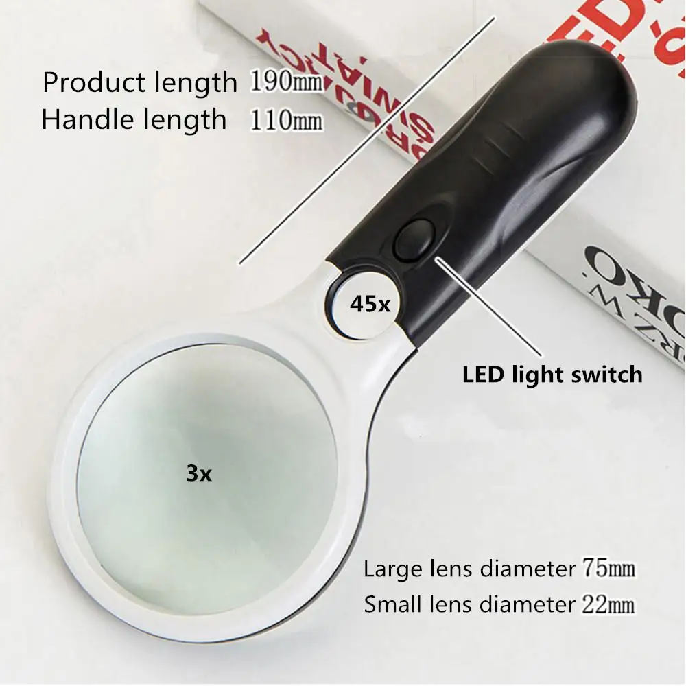 Studyset мини карманное двойное зеркало для чтения 3 светодиодный светильник 45X