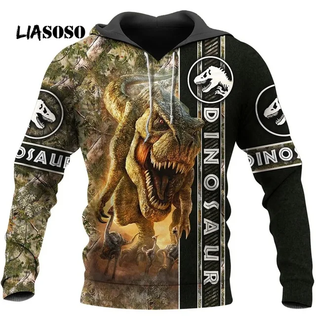 

Winter Fall Hoodie sweatshirt husband Ferocious Dinosaur Camouflage 3D Print Graphic Men's Hoodies Women men clothes Pullovern