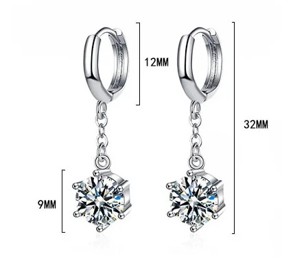 

925 Sterling Silver Tassel Cubic Zircon Piercing Stud Earrings For Women Girls Lady Pendientes Jewelley eh603