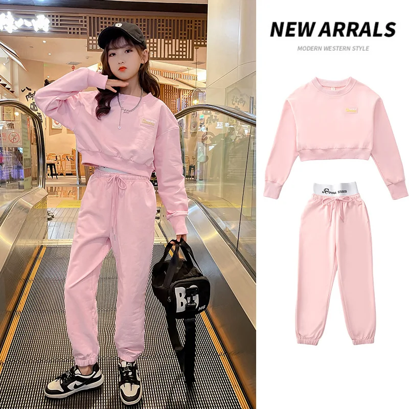 

Kids Clothing Set 12 14 Years Cotton O-neck Pullover Sweatshirts + Jogger Pants for Teenage Children's Solid Color Sport Sets