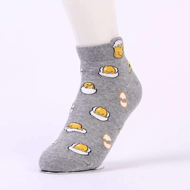 Носки с рисунком аниме Gudetama, новинка, винные, белые, хлопковые, художественные, короткие носки милые забавные, унисекс, grappige sokken chaussette femme