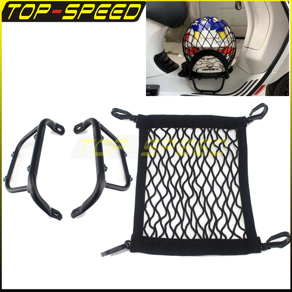 

Motorcycle W/ Black Holder Luggage Rack Footboard Bracket Net Bag For Vespa Sprint Primavera 125 150 2013 - 2021
