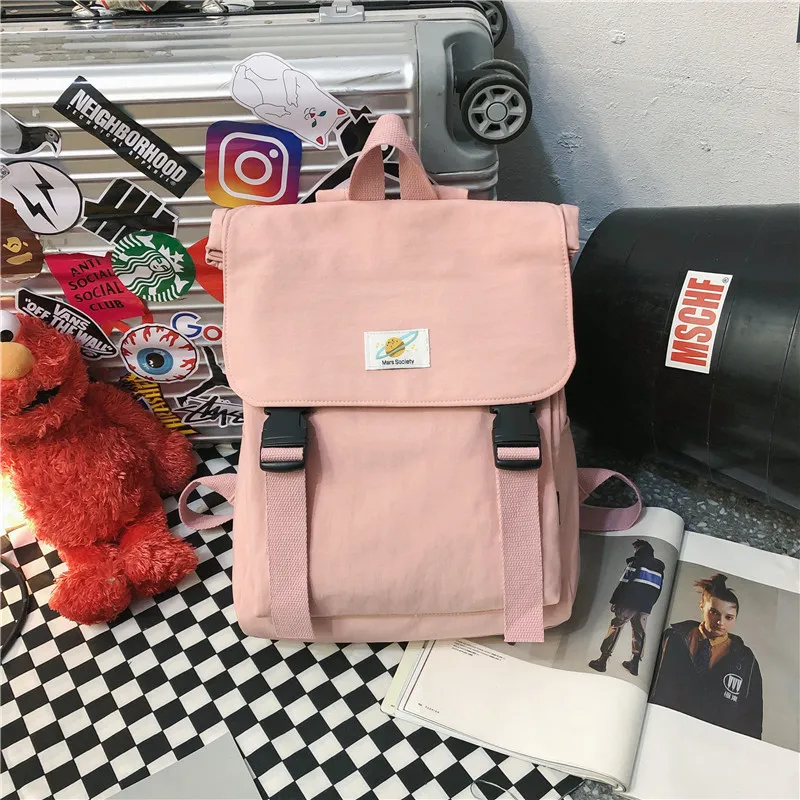 Harajuku Ulzzang, пара рюкзаков, нейлон, для женщин и мужчин, рюкзак, корейский стиль, для колледжа, школьная сумка для подростков, девочек, мальчиков, для путешествий, mochilas - Цвет: Розовый