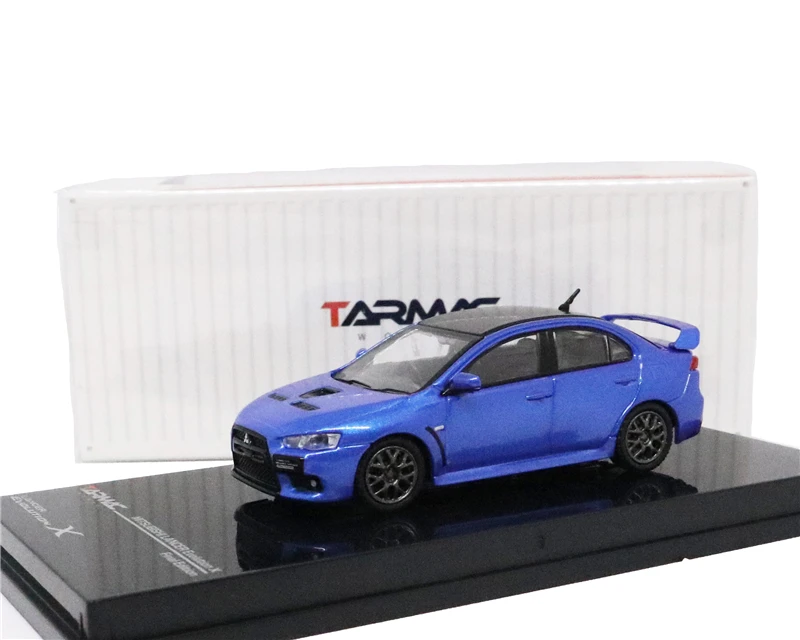 Tarmac работает 1: 64 Mitsubishi Lancer Evo X Final Edition синий литой модельный автомобиль